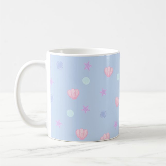 Taza De Café Pastel de conchas marinas y perlas en peligro (Izquierda)