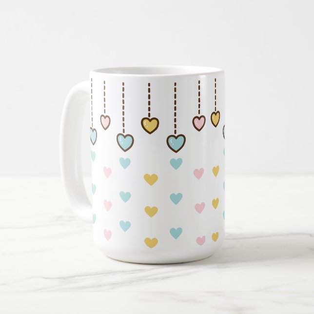 Taza De Café Pastel de corazones. (Anverso izquierdo)