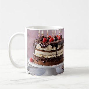 Taza De Café Pastel de cumpleaños de crema de chocolate con fre