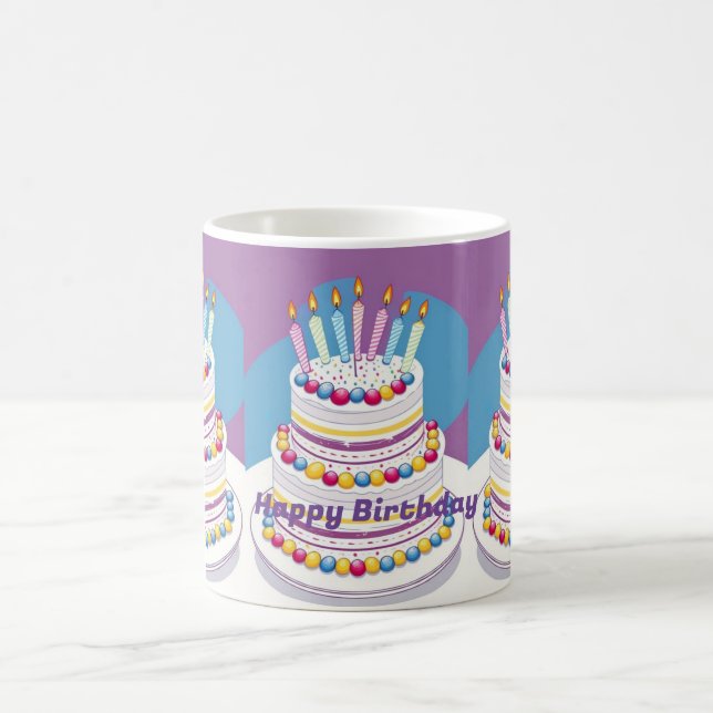 Taza De Café Pastel de cumpleaños feliz (Centro)