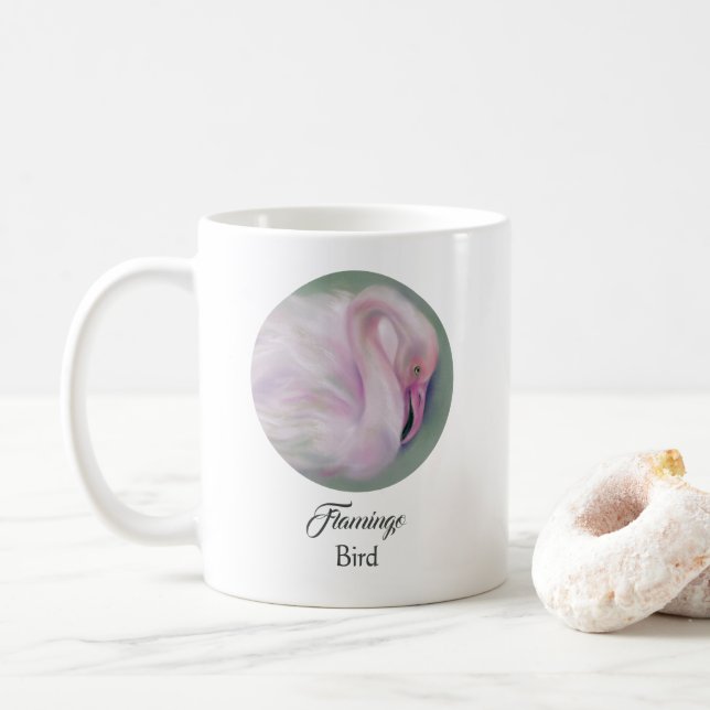 Taza De Café Pastel de flamenco rosa suave personalizado (Con donut)