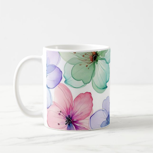 Taza De Café Pastel de flores (Izquierda)