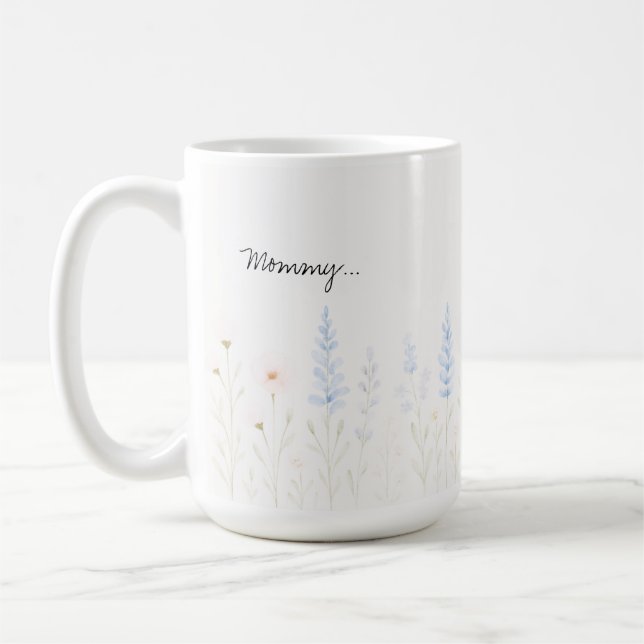 Taza De Café Pastel de flores silvestres con mensaje personaliz (Izquierda)