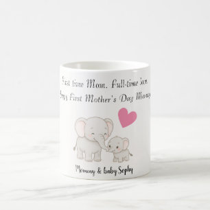 Taza De Café Pastel dulce mami elefante y niño -