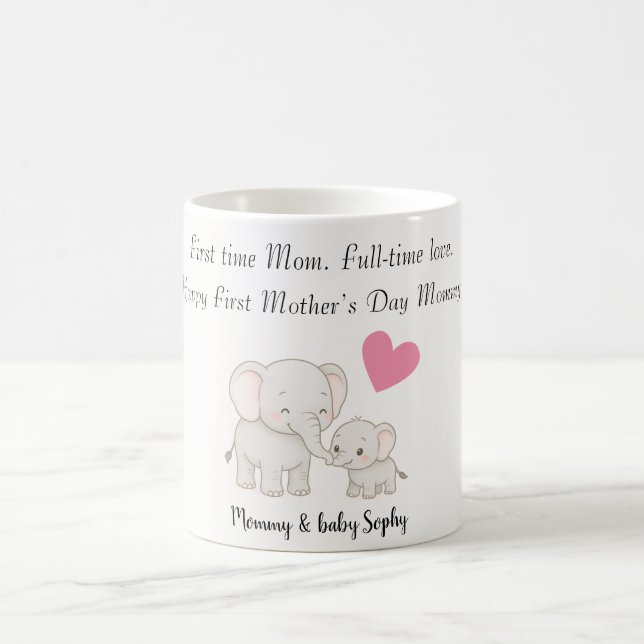 Taza De Café Pastel dulce mami elefante y niño - (Centro)