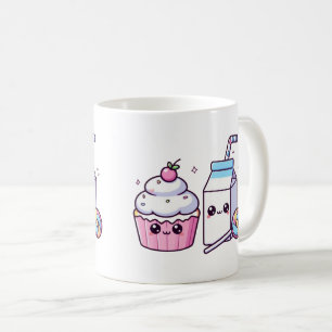 Taza De Café Pastel dulce y leche - Doodles de comida Kawaii