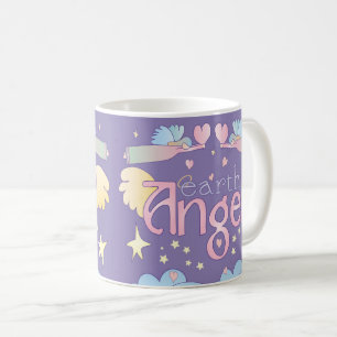 Taza De Café Pastel Earth Angel Mug - Estrellas, nubes y corazo