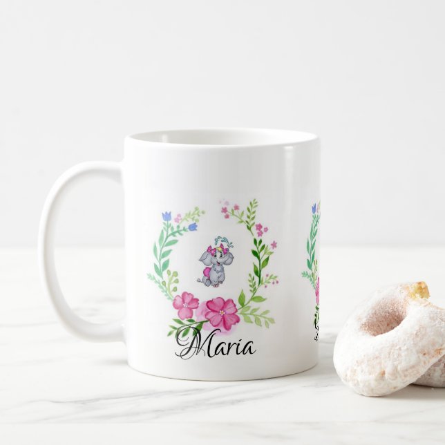 Taza De Café Pastel Elephant Mug (Con donut)