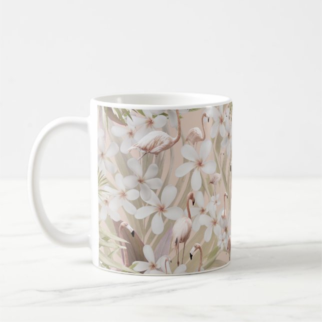 Taza De Café Pastel Flamingo Jungle Love #3 #tropical #wall (Izquierda)