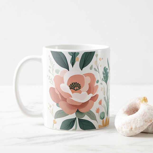 Taza De Café Pastel Floral Fiesta (Con donut)
