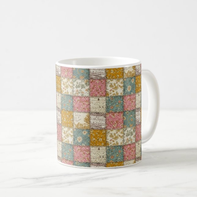 Taza De Café Pastel Floral Patchwork Picnic Pattern (13) (Anverso derecho)