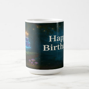 Taza De Café Pastel galáctico en el bosque encantado