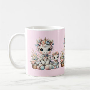 Taza De Café Pastel Kawaii Unicorn Madre hija Duo Rosa