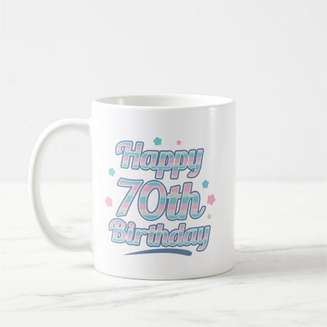 Taza De Café Pastel lindo celebrando el 70 cumpleaños (Izquierda)
