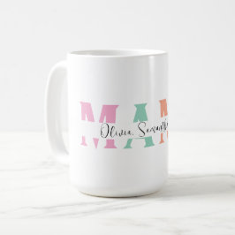 Taza De Café Pastel MAMA Mug con nombre de niño personalizado