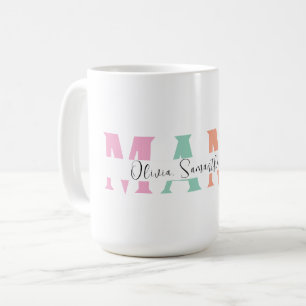 Taza De Café Pastel MAMA Mug con nombre de niño personalizado