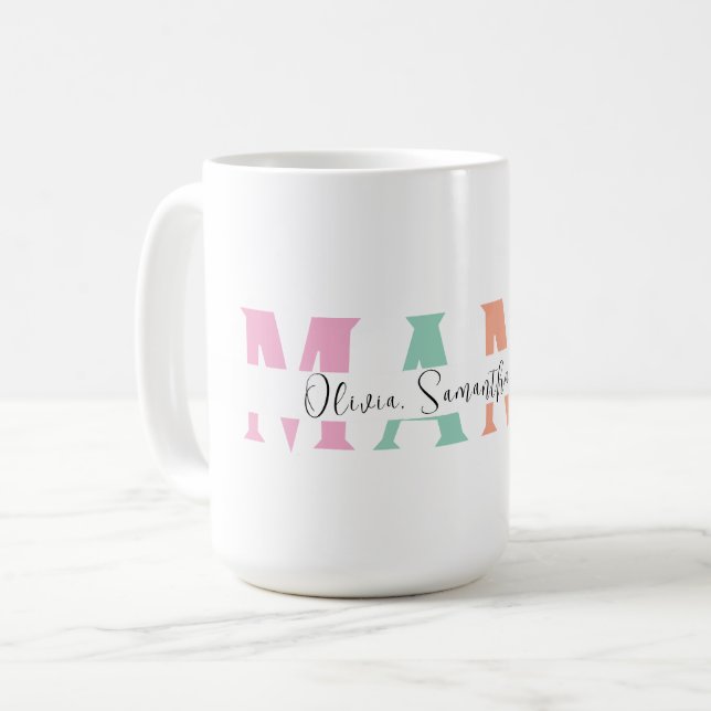Taza De Café Pastel MAMA Mug con nombre de niño personalizado (Anverso izquierdo)