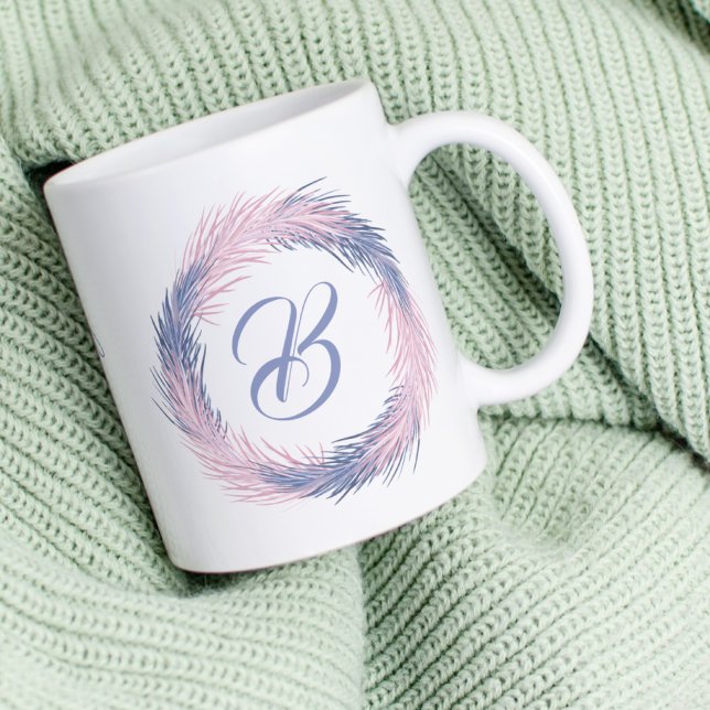 Taza De Café Pastel Pine Wreath Monograma Personalizado inviern (Subido por el creador)