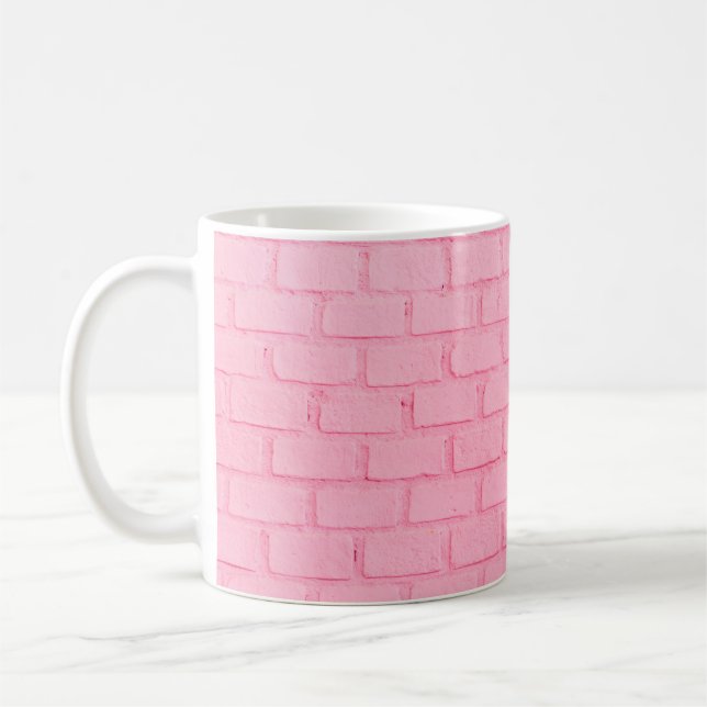 Taza De Café Pastel pink brick background wall texture. pink re (Izquierda)