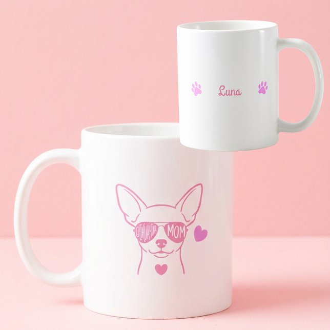 Taza De Café Pastel Pink Chihuahua Custom Name Dog Mom Mug (Subido por el creador)