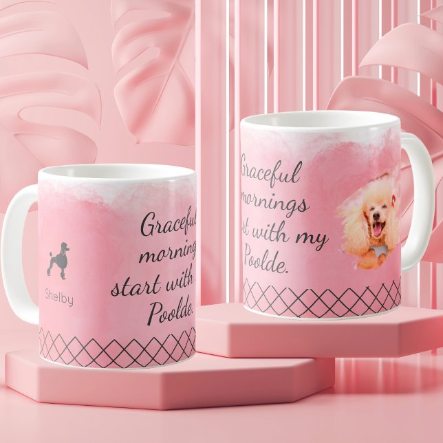 Taza De Café Pastel Pink Poodle Mug – Personalized Name & Photo (Subido por el creador)