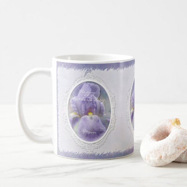 Taza De Café Pastel Purple Iris Día de la Madre (Con donut)