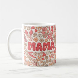 Taza De Café Pastel Red and Peach Floral Pattern Mama
