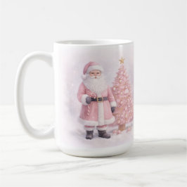 Taza De Café Pastel Rosa Santa de Navidad 