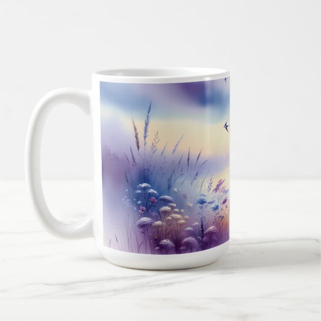 Taza De Café Pastel Sailboat Coastal Dreamscape (Izquierda)
