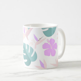 Taza De Café Pastel Tropical Floral Pattern