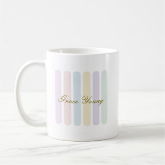 Taza De Café Pastel Vertical Stripes Script Name
