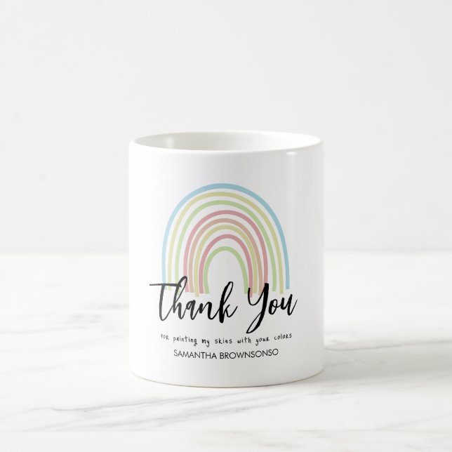 Taza De Café Pastel watercolor rainbow teacher (Centro)