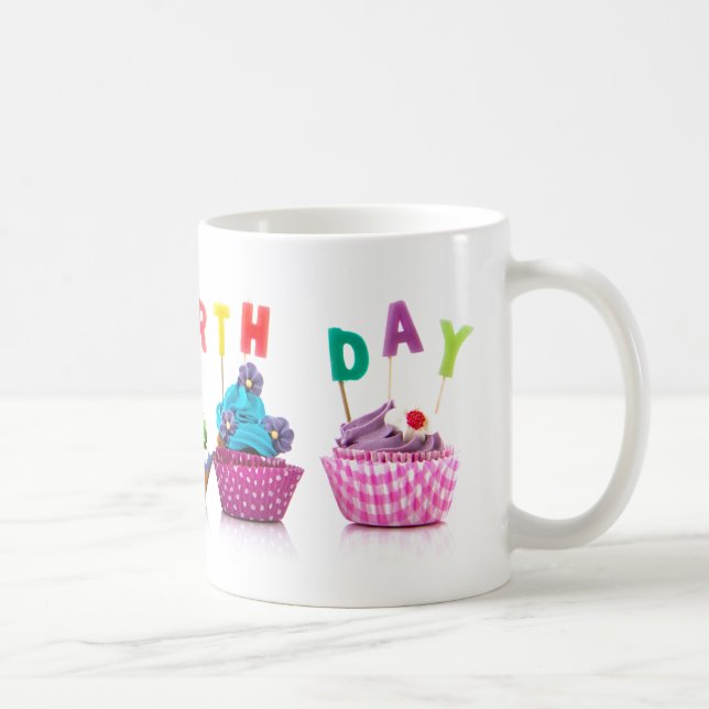 Taza De Café Pasteles de cumpleaños felices - Café Mug (Derecha)