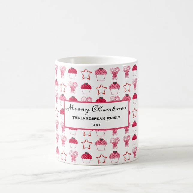 Taza De Café Pasteles de fresa y dulces rosados de navidad (Centro)