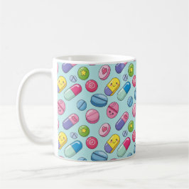 Taza De Café Pastillas Felices Kawaii Smileys Farmacia