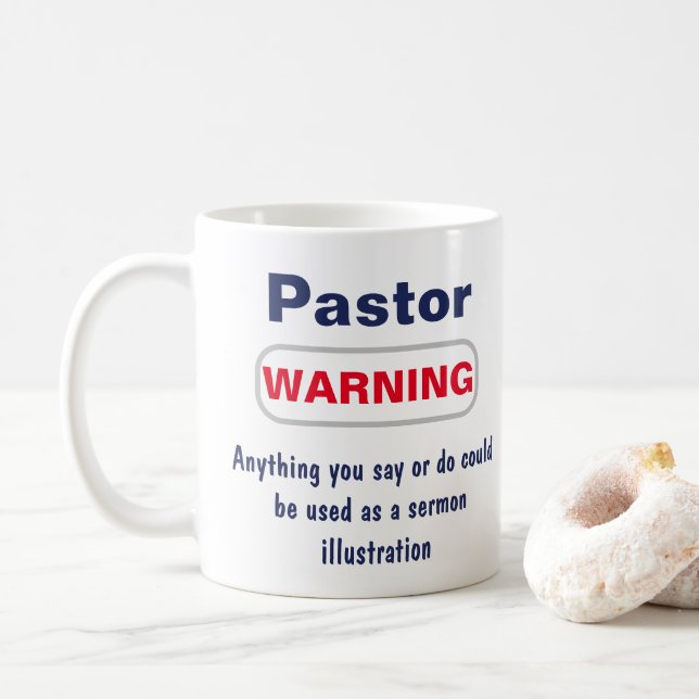 Taza De Café Pastor Advertencia Humorous Mug (Con donut)