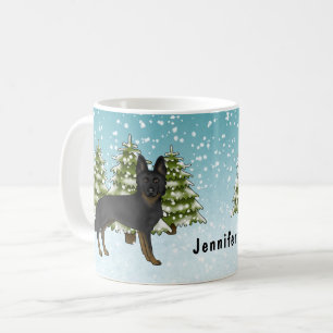 Taza De Café Pastor Alemán Bi- Negro Bosque Invernal Con Nombre