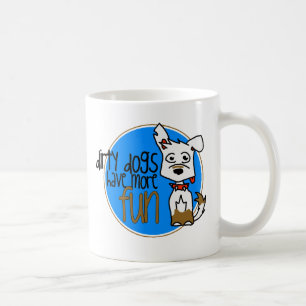 Taza De Café Pastor alemán blanco - logotipo azul