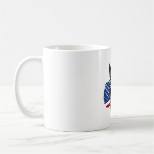 Taza De Café Pastor alemán con bandera estadounidense amo a un