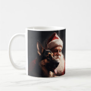 Taza De Café Pastor Alemán Con Claus Santa Festivo Navidad