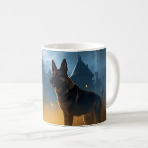 Taza De Café Pastor Alemán de Halloween Espantoso