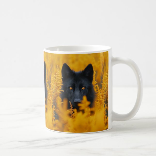 Taza De Café Pastor alemán de lobo negro (Derecha)