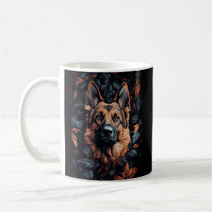 Taza De Café Pastor Alemán en Hojas