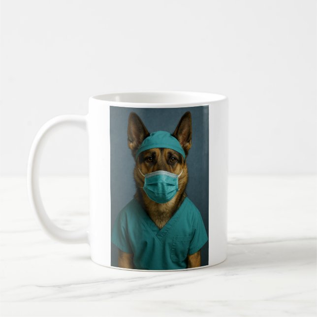 Taza De Café Pastor Alemán en Scrubs (Izquierda)
