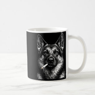 Taza De Café Pastor alemán fumando meme divertido de perro gáns