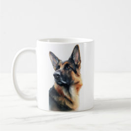 Taza De Café Pastor alemán gira la cabeza acuarela