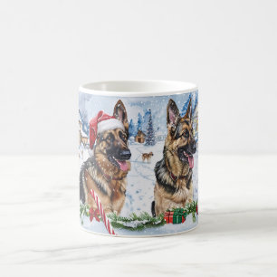 Taza De Café Pastor Alemán Navidad