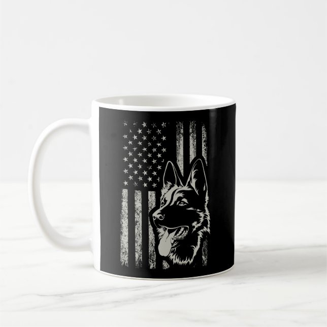 Taza De Café Pastor Alemán Patriótico Bandera Americana Perro L (Izquierda)