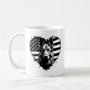 Taza De Café Pastor Alemán Perro Estados Unidos Bandera Norteam