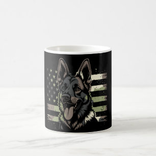 Taza De Café Pastor Alemán Perro Estados Unidos Bandera Norteam
